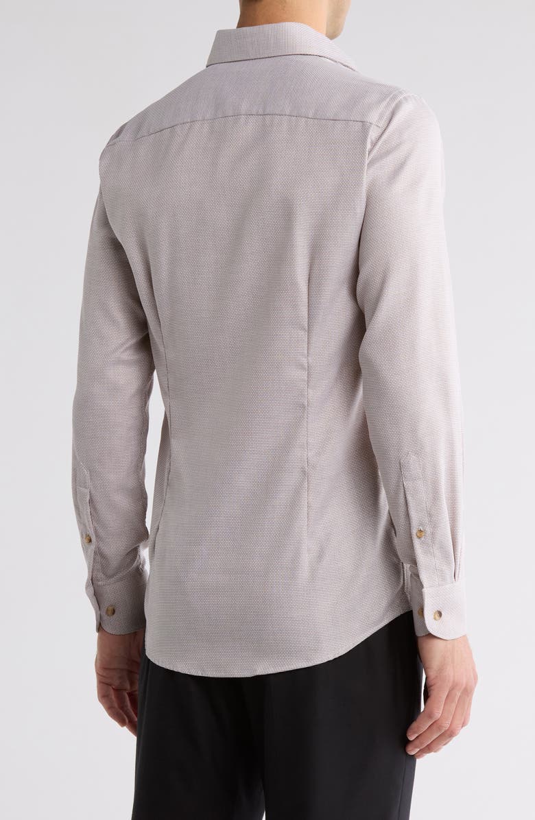 Eton Contemporary Fit Solid Dobby Cotton Dress Shirt, Alternate, color, Medium Brown