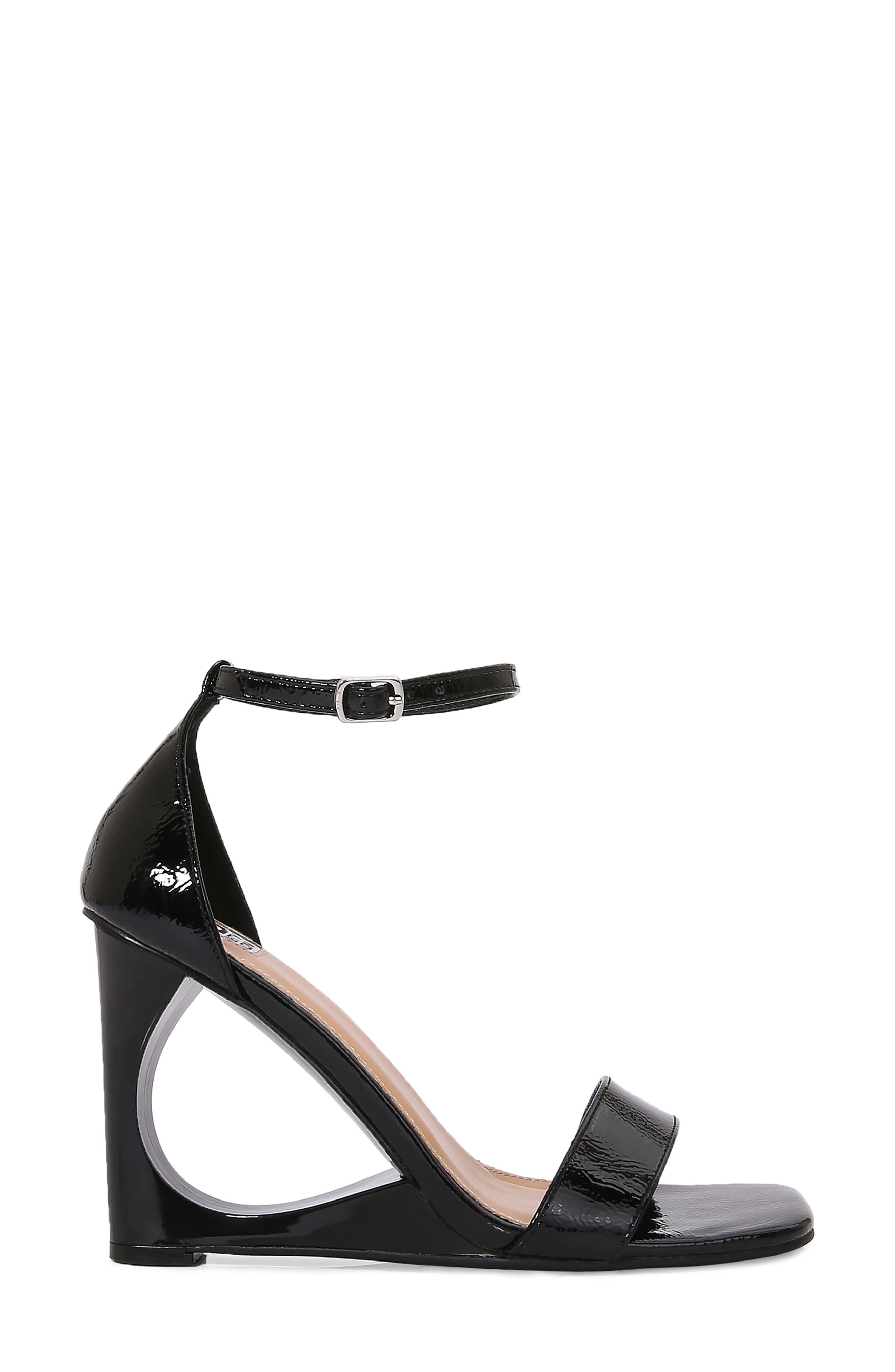 Skynr Cutout Wedge Sandal, Alternate, color, BLACK