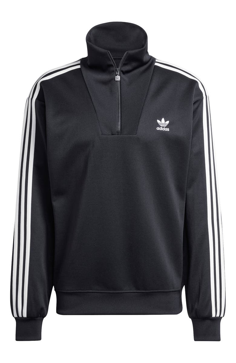 adidas Oversize Funnel Neck Quarter Zip Track Top, Alternate, color, Black