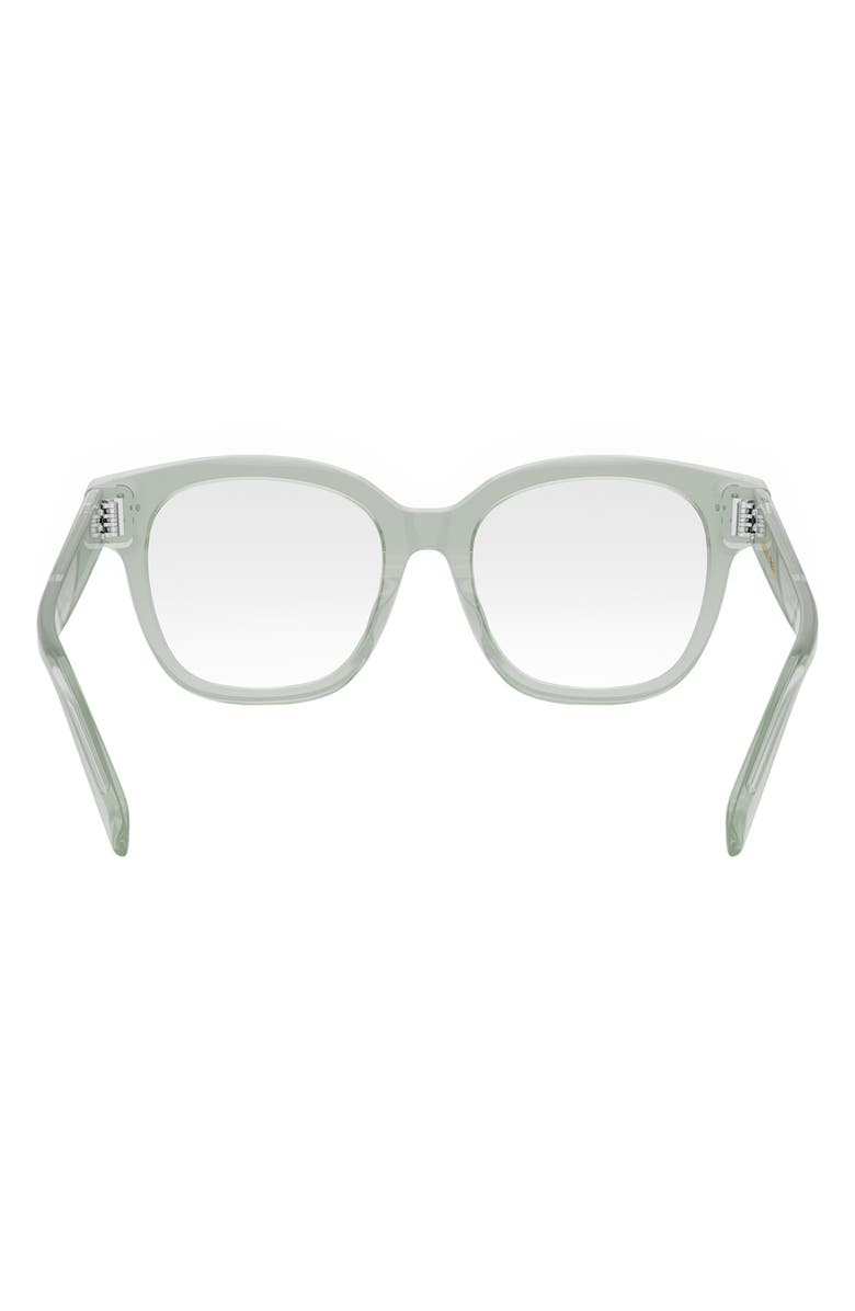 CELINE Bold 53mm Round Optical Glasses, Alternate, color, Shiny Light Green