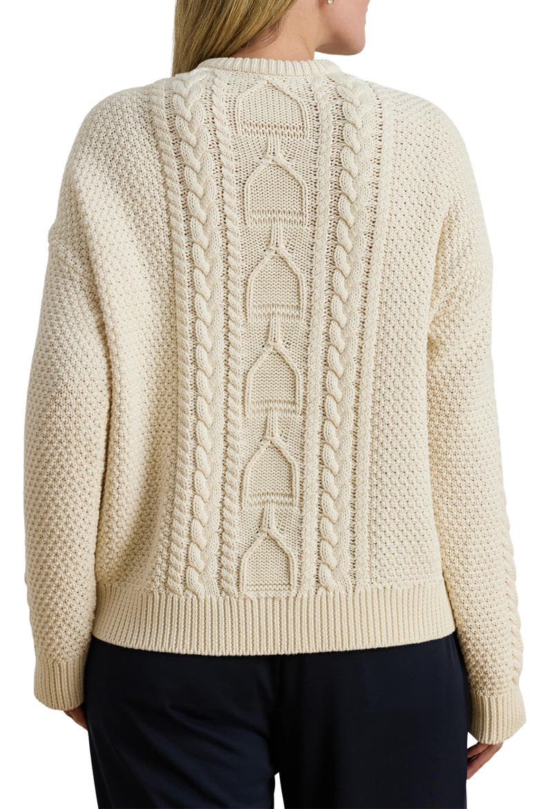 Rexden Cable Stitch Cotton Crewneck Sweater, Alternate, color, MASCARPONE CREAM