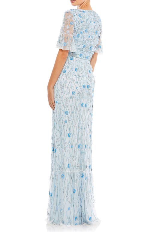 Mac Duggal Embellished Empire Ruffle Hem A-line Gown In Powder Blue