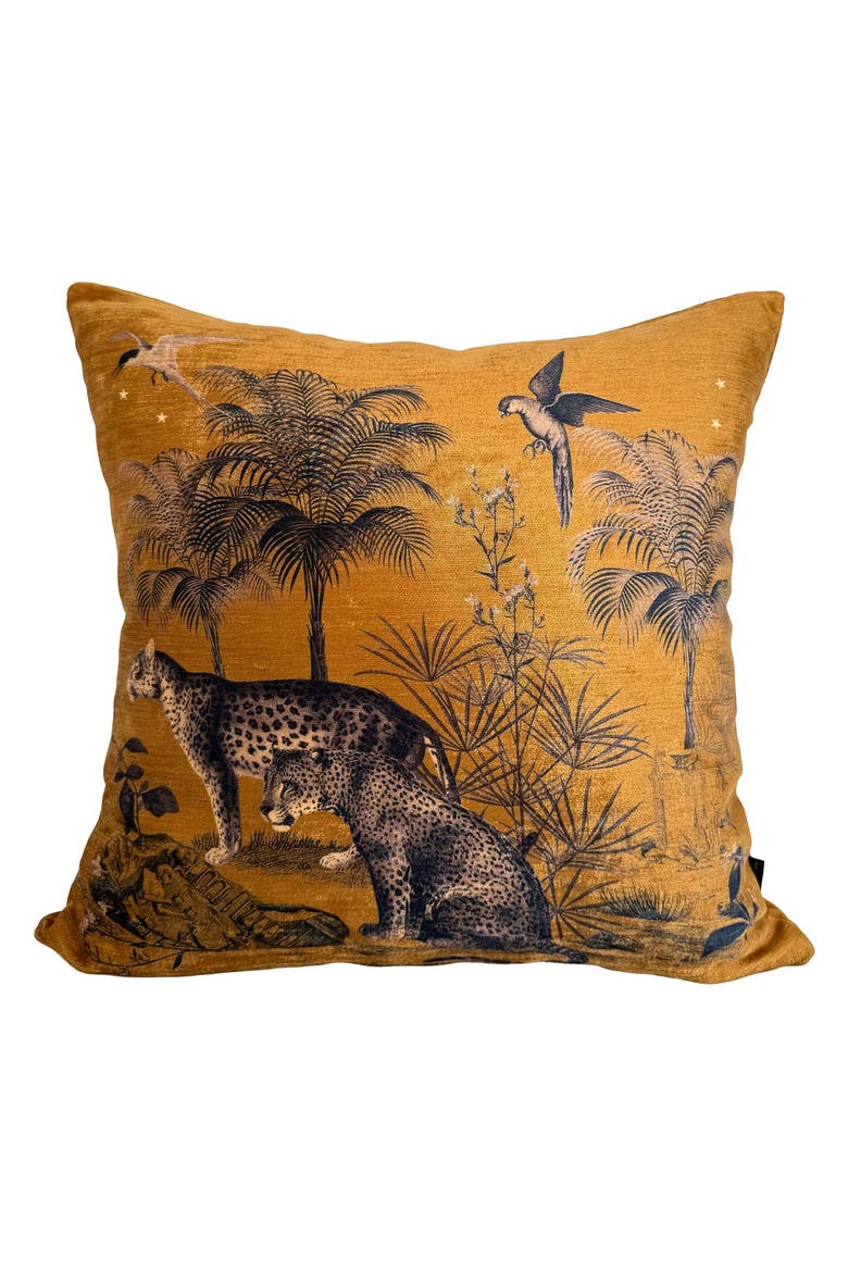 Velvet Pillow Cleopatra Leopards, Main, color, Orange