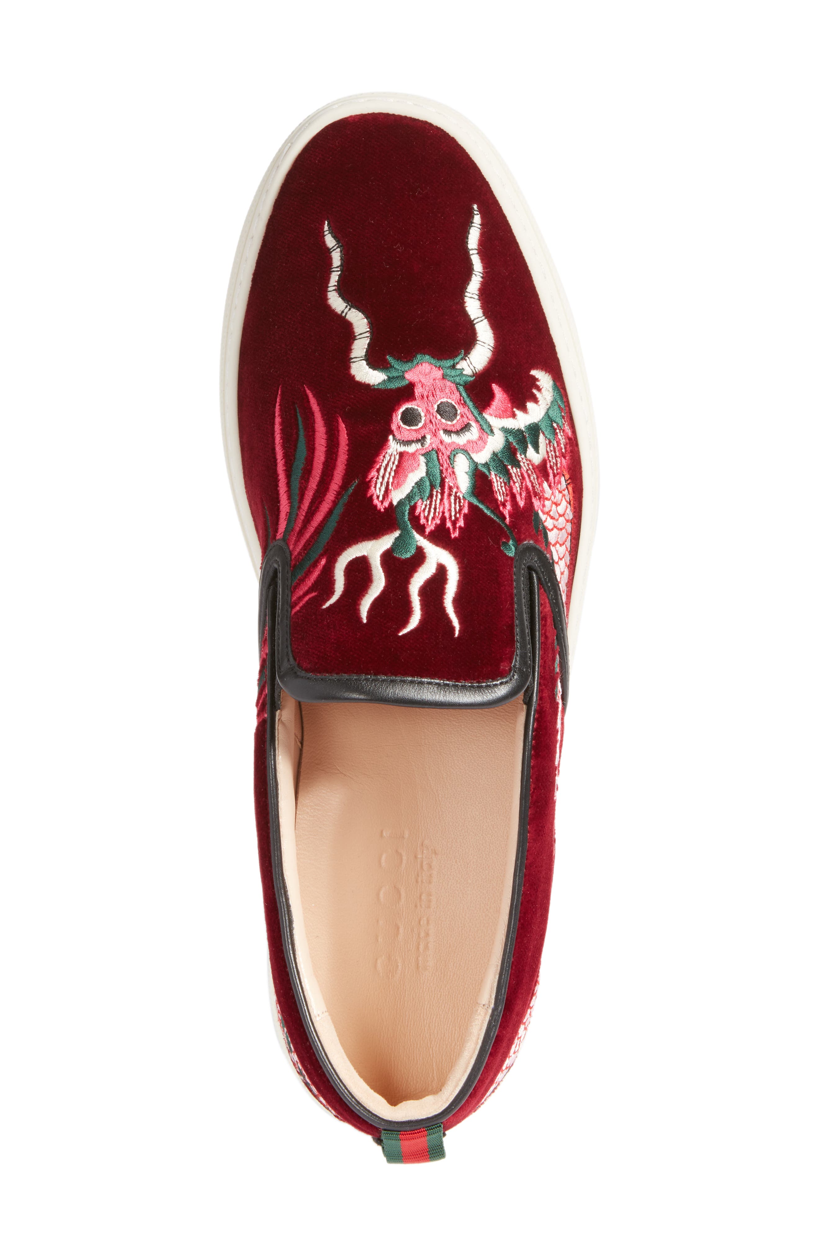Gucci Dublin Embroidered Dragon Skate Sneaker, Alternate, color, 
