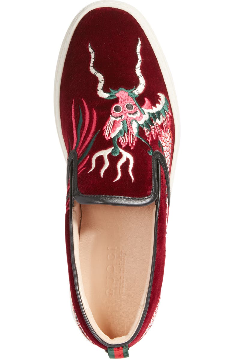 Gucci Dublin Embroidered Dragon Skate Sneaker, Alternate, color,