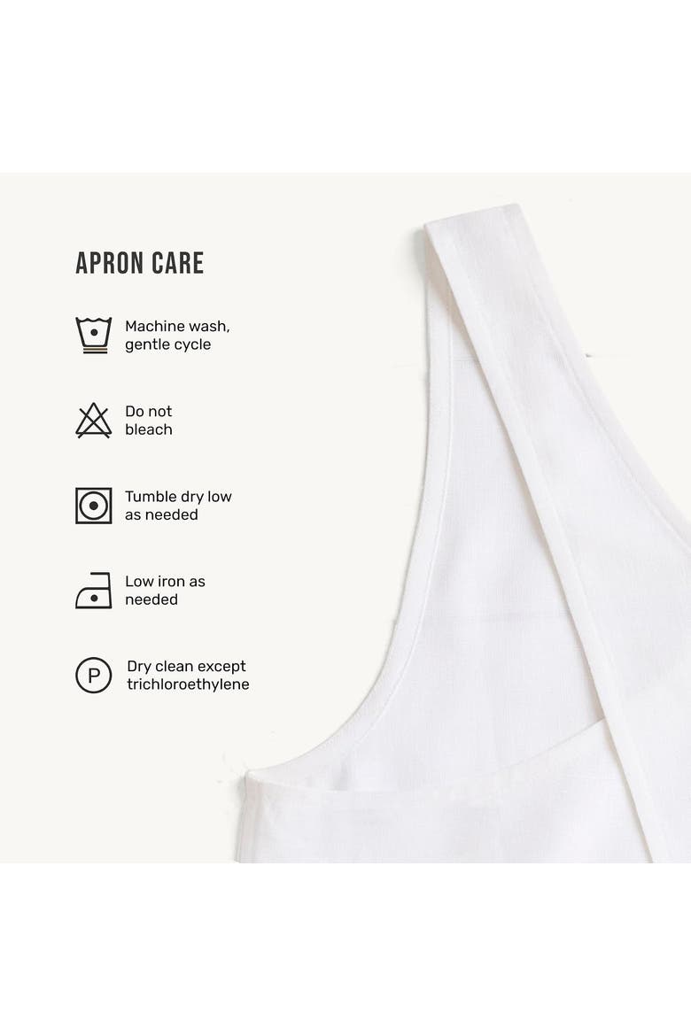 Linen Cross-Back Pinafore Apron with Pockets, 35 x 45 Inches, Alternate, color, White