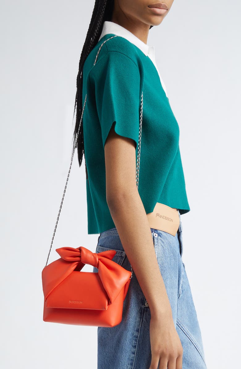 JW Anderson Small Twister Leather Crossbody Bag, Alternate, color, Orange