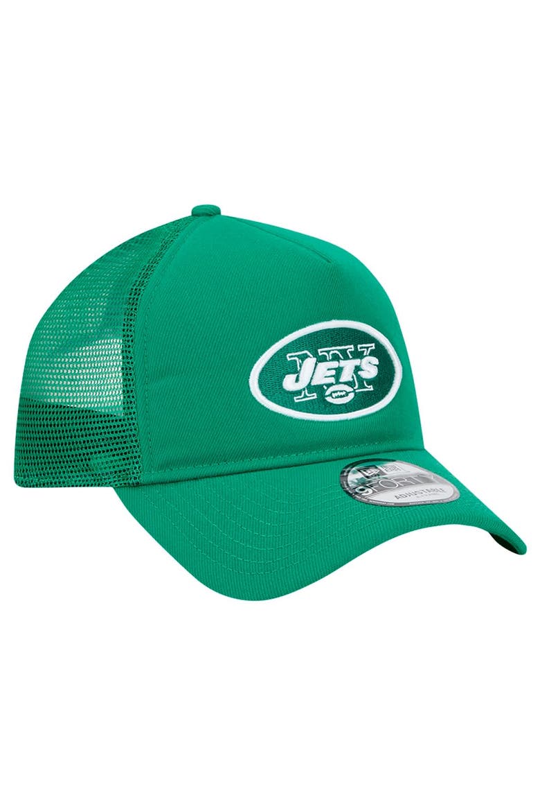 Men's New Era Green New York Jets 9FORTY A-Frame Trucker Adjustable Hat, Alternate, color, Green
