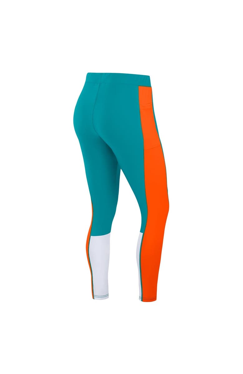 WEAR by Erin Andrews Women's WEAR by Erin Andrews Teal/Orange Miami Dolphins Color-Block Leggings, Alternate, color, 