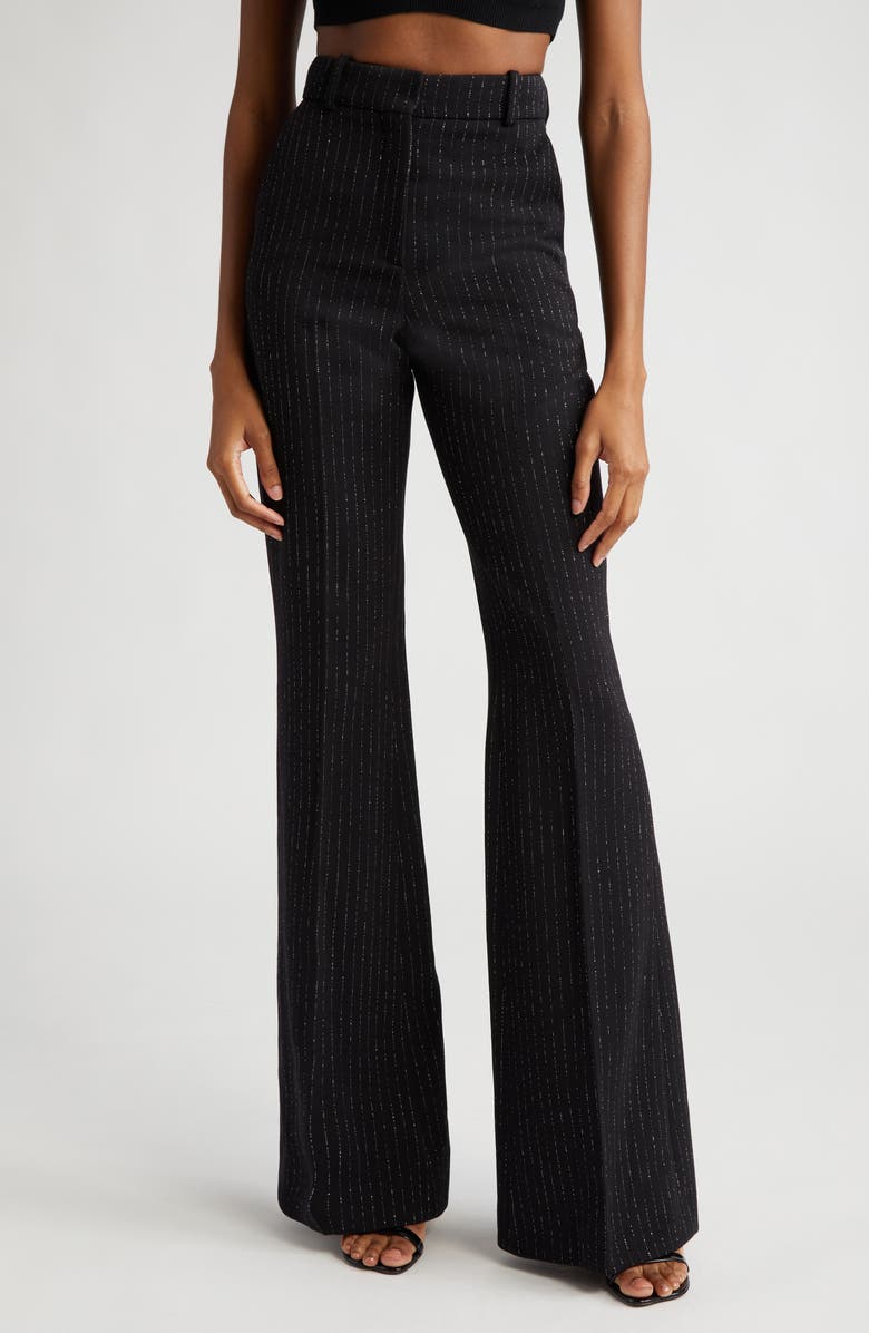 Balmain Metallic Stripe Straight Leg Pants, Main, color, 