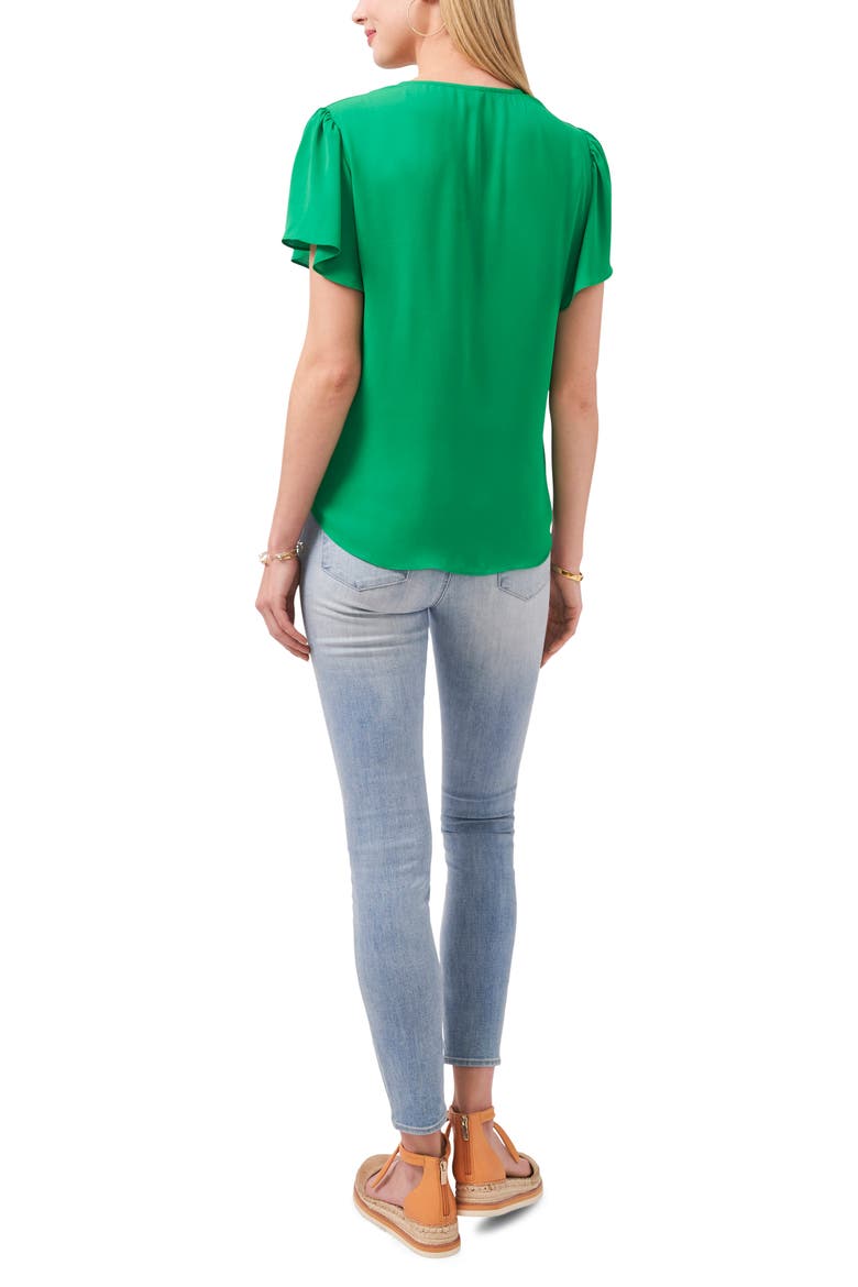 Flutter Sleeve Blouse, Alternate, color, CACTUS GREEN