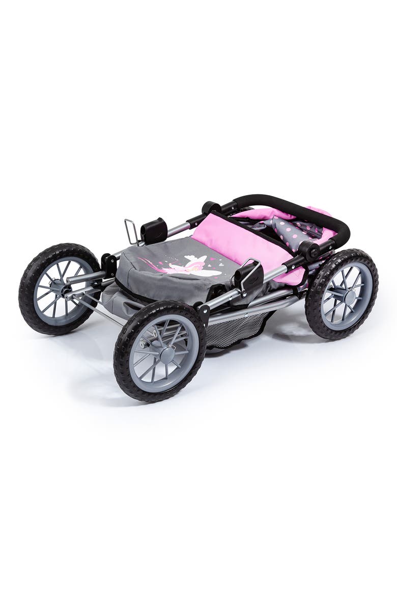 Dolls Trendy Pram Grey, Pink, Dots Fits Dolls Up To 18", Alternate, color, Multicolored
