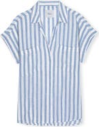 Rails Cito Stripe Short Sleeve Linen Blend Button-Up Shirt