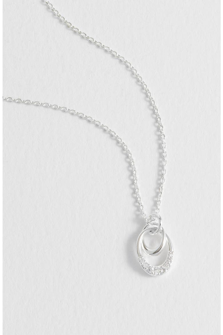 Oval Interlinked Cubic Zirconia Pendant Necklace, Alternate, color, SILVER PLATED