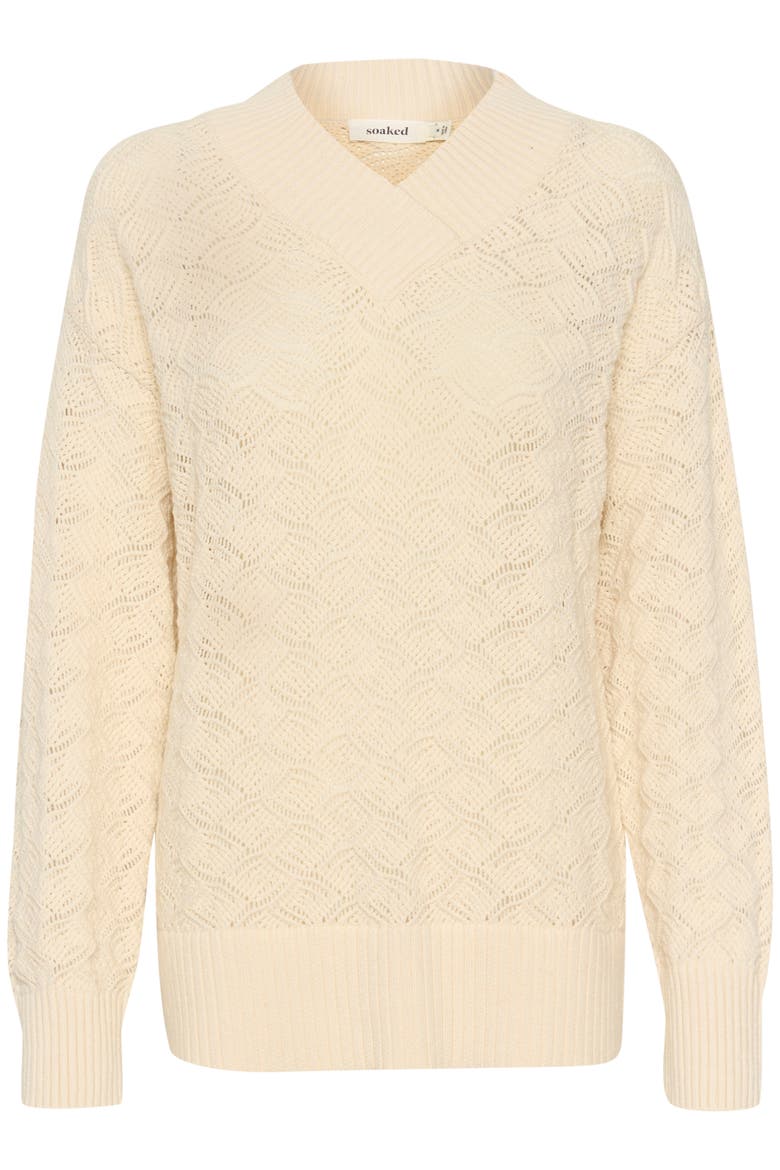 Slmusling V-Neck Pointelle Knit Pullover, Alternate, color, Whitecap Gray