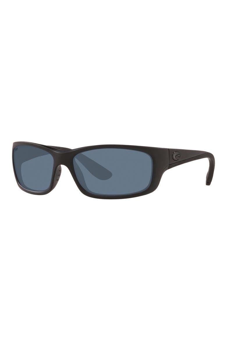 62mm Polarized Wraparound Sunglasses, Alternate, color, BLACK