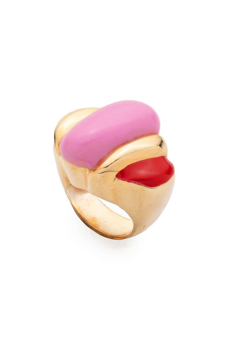 Bellmer Enamel Ring, Main, color, GOLD/ PINK/ RED
