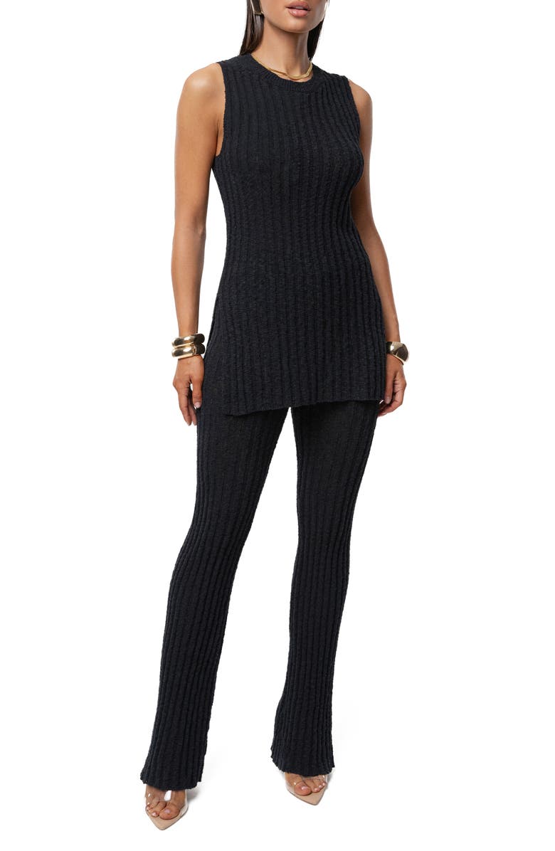 JLUXLABEL Lanah Rib Knit Flare Pants, Alternate, color, Black