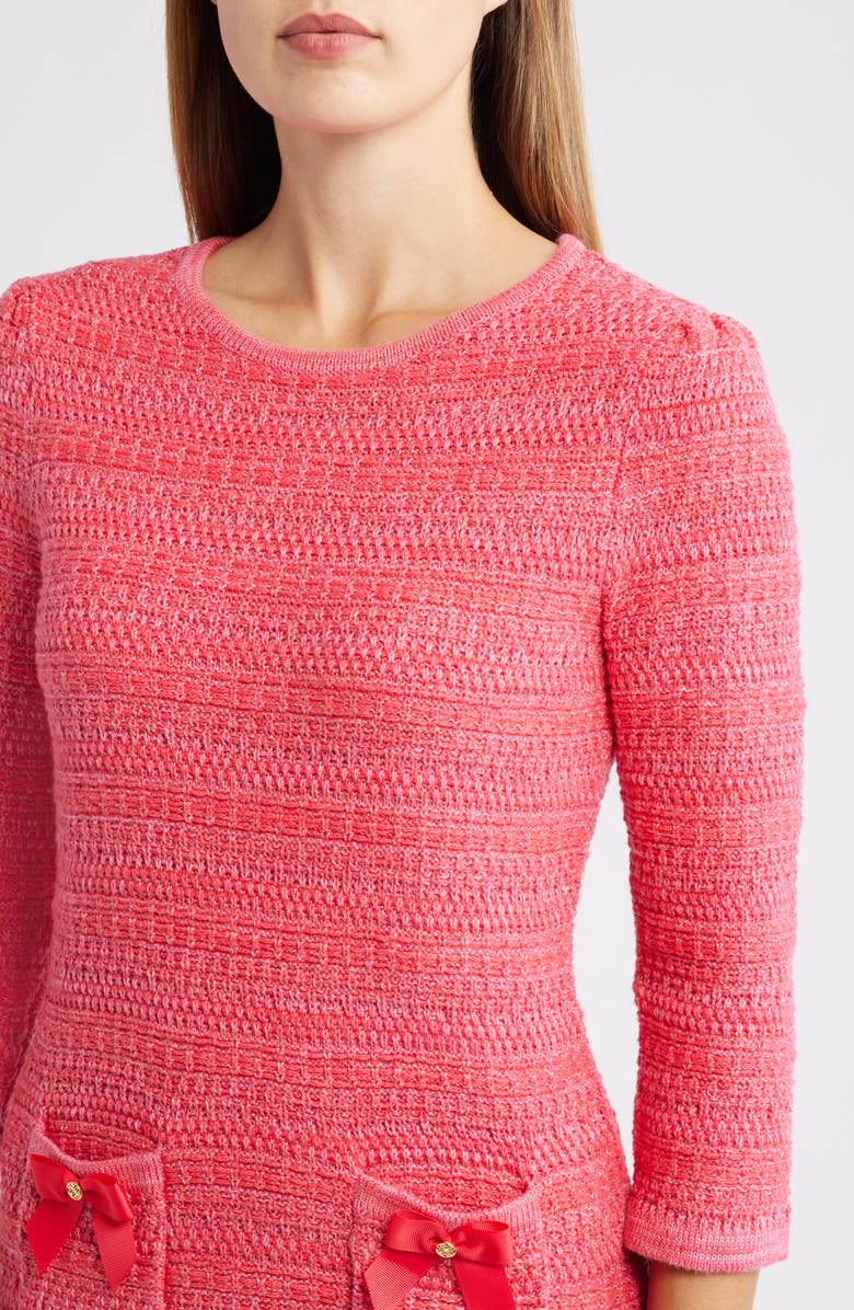 Lilly Pulitzer<sup>®</sup> Rhysa Bow Accent Sweater Dress, Alternate, color, Cherry Red Metallic Marl