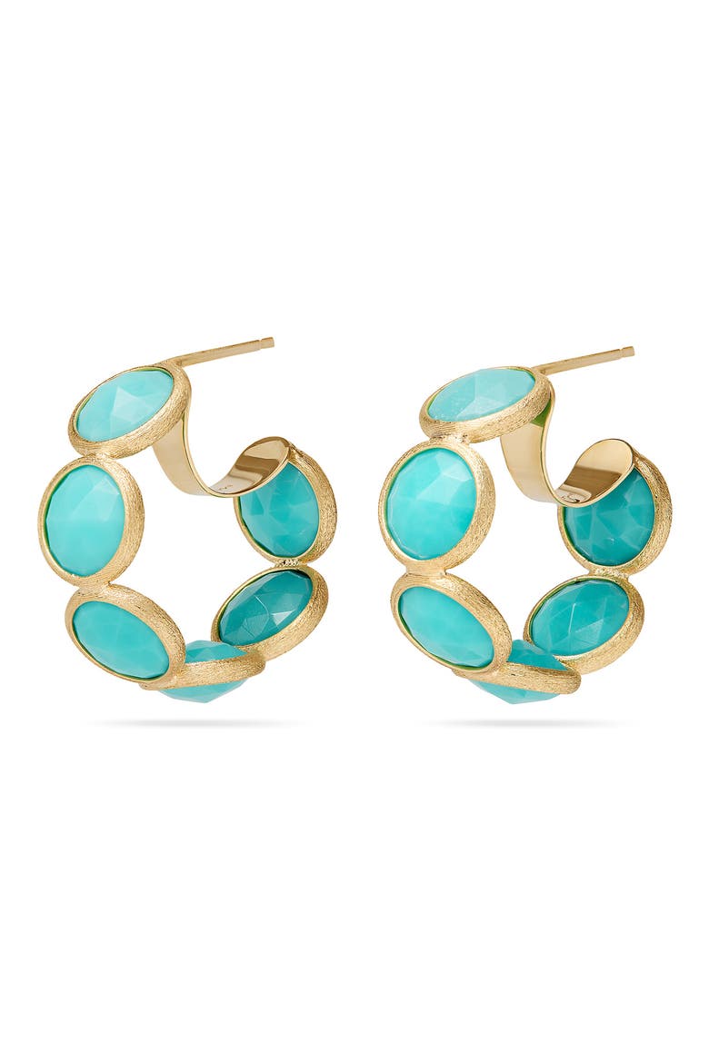 Jaipur Color Turquoise Hoop Earrings, Main, color, GOLD
