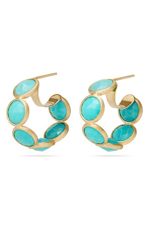 Jaipur Color Turquoise Hoop Earrings
