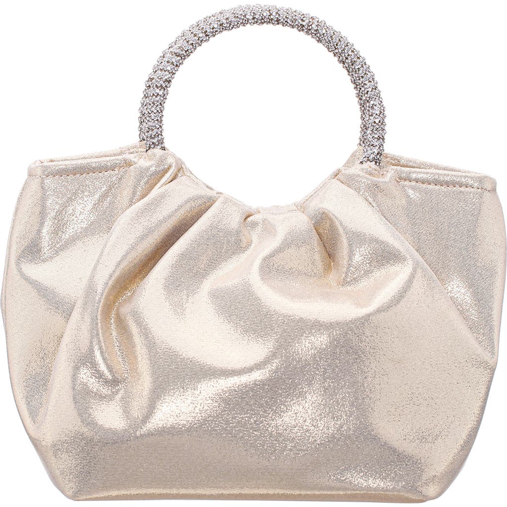 Nina Fancy Top Handle Clutch In Light Gold