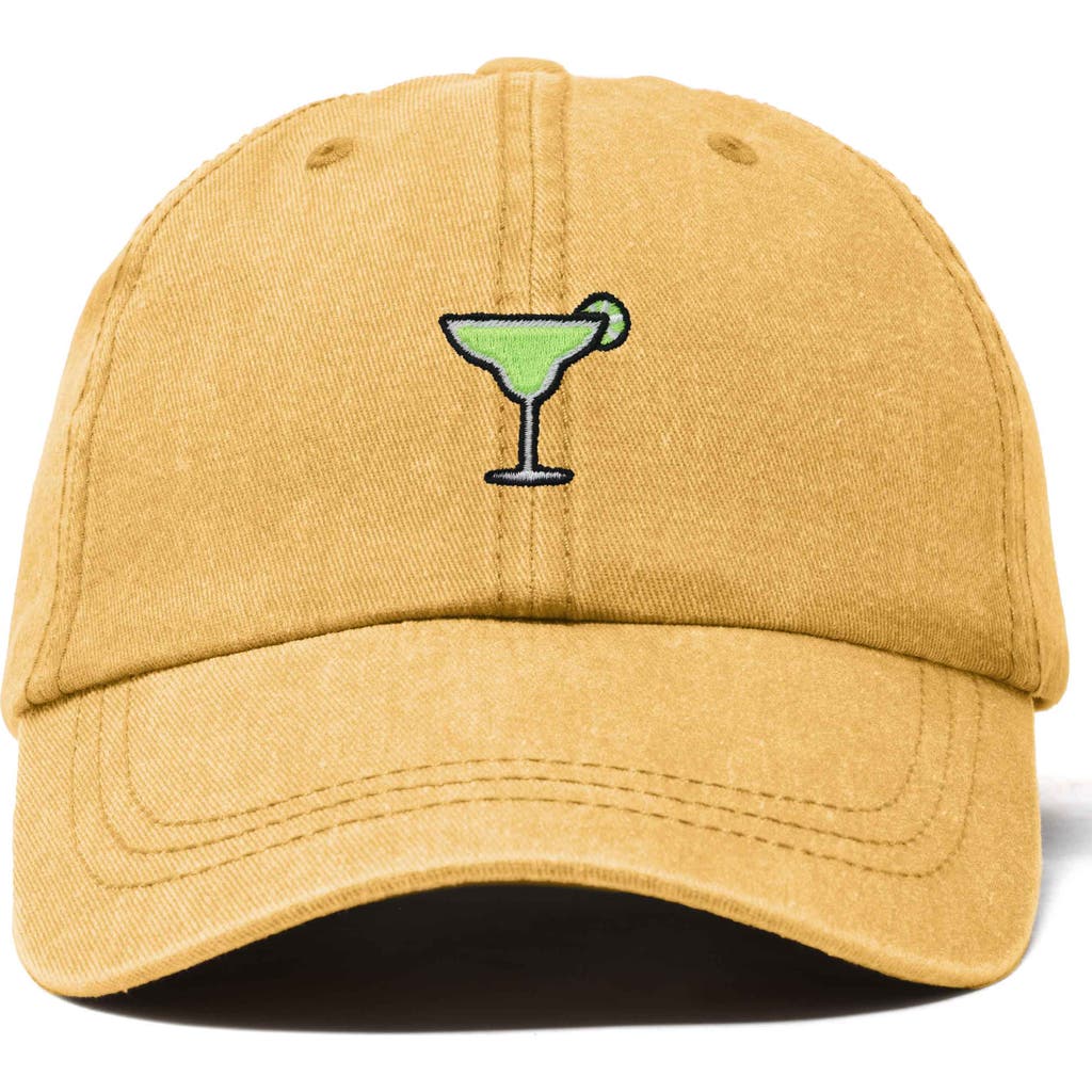 Dalix Margarita Embroidered Dad Hat In Washed Gold