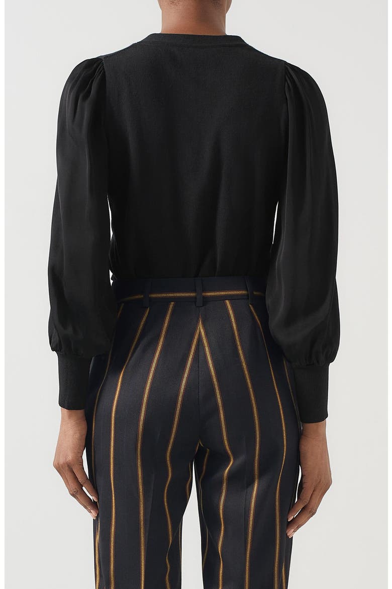Lucian Mixed Media Cardigan, Alternate, color, BLACK