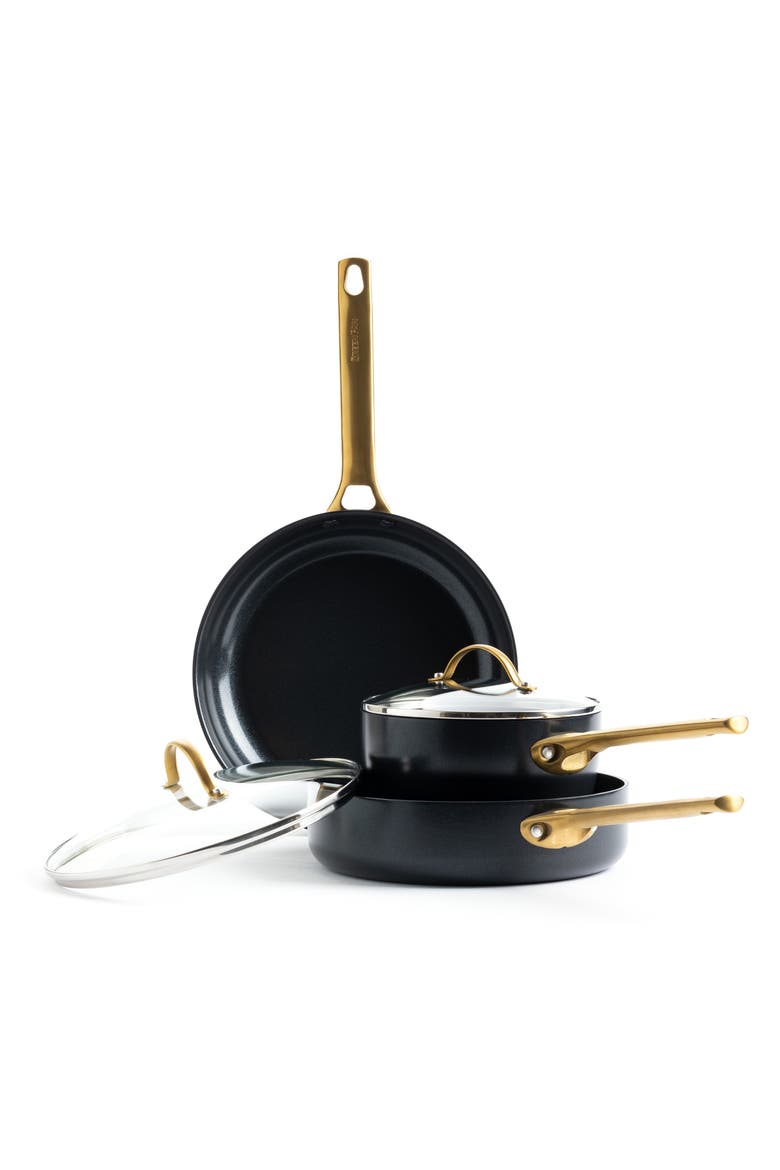 Reserve 5-Piece Ceramic Nonstick Pan Set, Main, color, BLACK