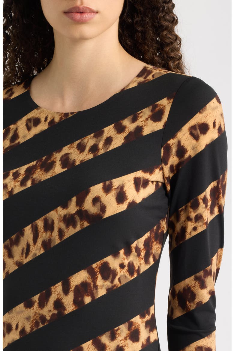 Leopard Stripe Long Sleeve Maxi Dress, Alternate, color, LEOPARD