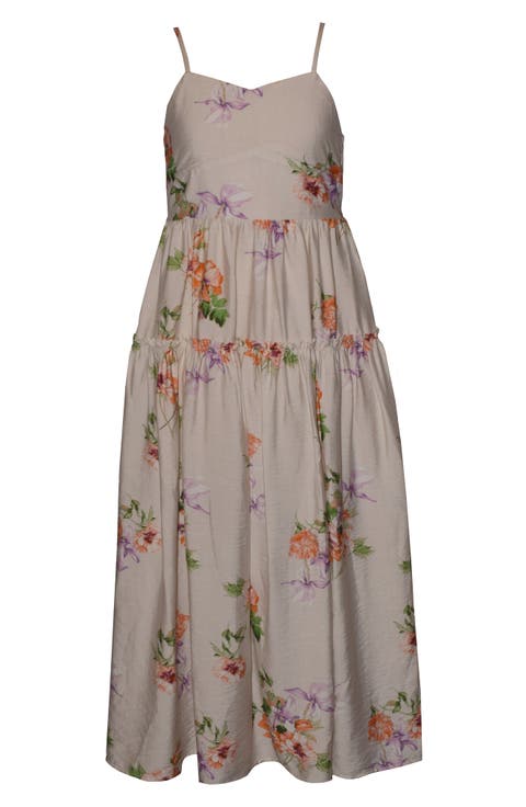 Kids' Floral Ruffle Tiered Midi Dress (Big Girl)