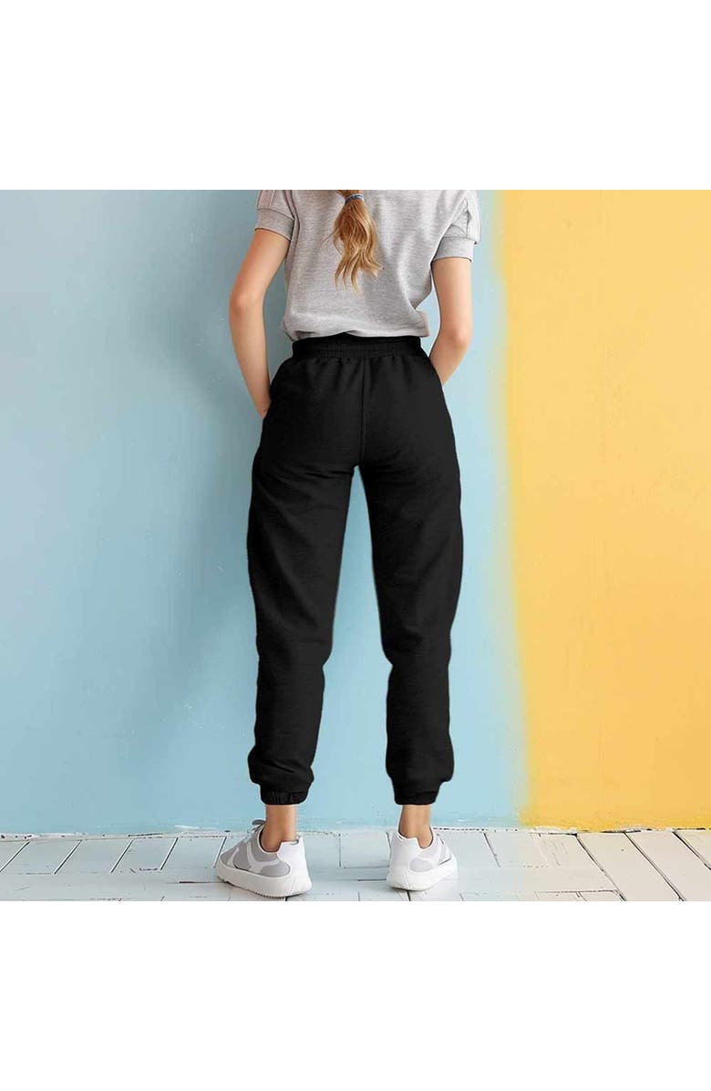 Dalix Womens Heartly Ghost Embroidered Fleece Sweatpants, Alternate, color, Black