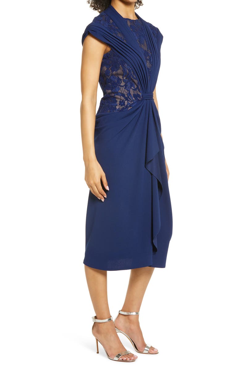 Tadashi Shoji Lace Inset Cap Sleeve Cocktail Dress, Alternate, color, 