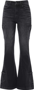 Bayeas High Waist Flare Cargo Jeans