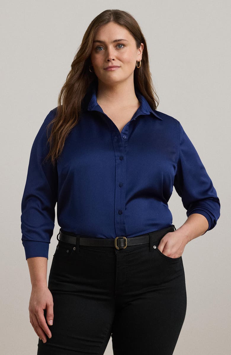 Lauren Ralph Lauren Charmeuse Button-Up Shirt, Alternate, color, 