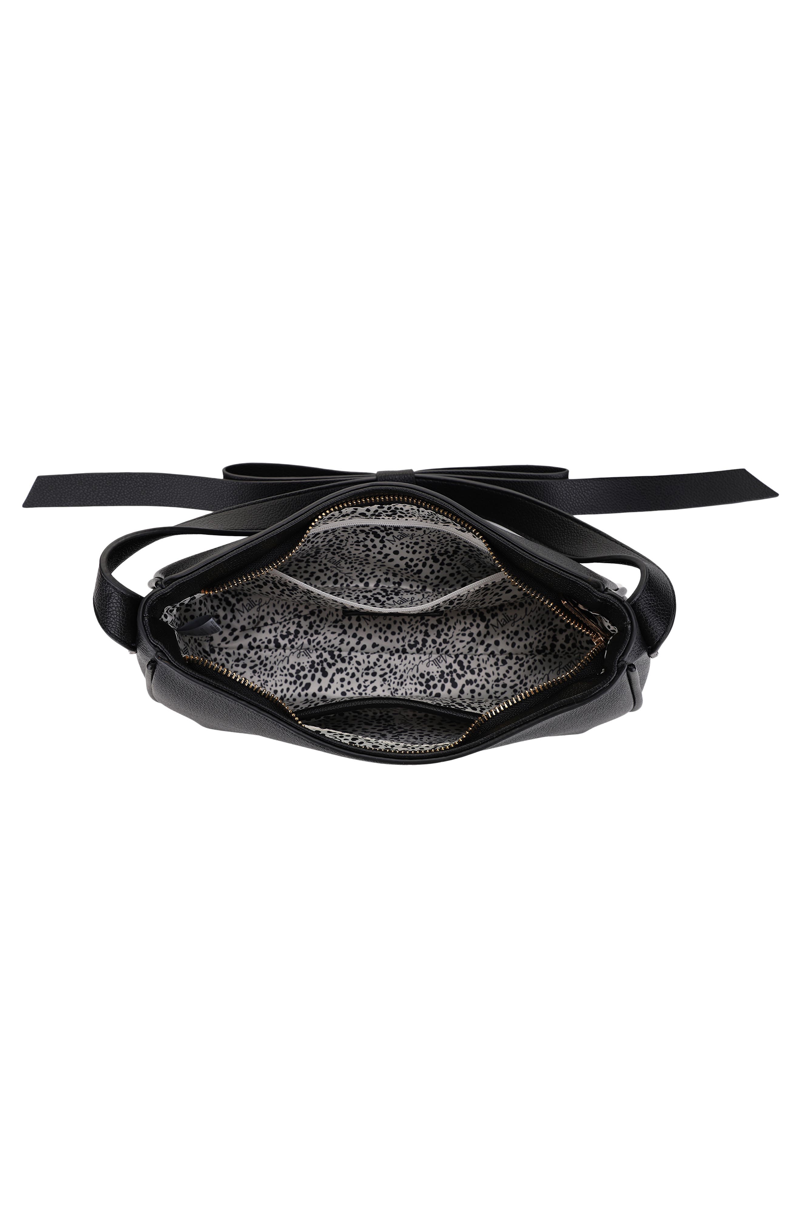 Mali + Lili Marissa Bow Vegan Leather Shoulder Bag, Alternate, color, Black