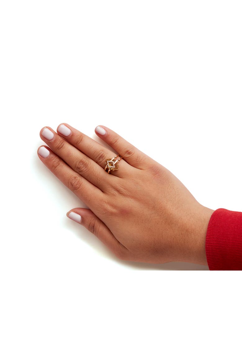 14K Gold Topaz & Diamond Accent Statement Cocktail Ring -, Alternate, color, Yellow
