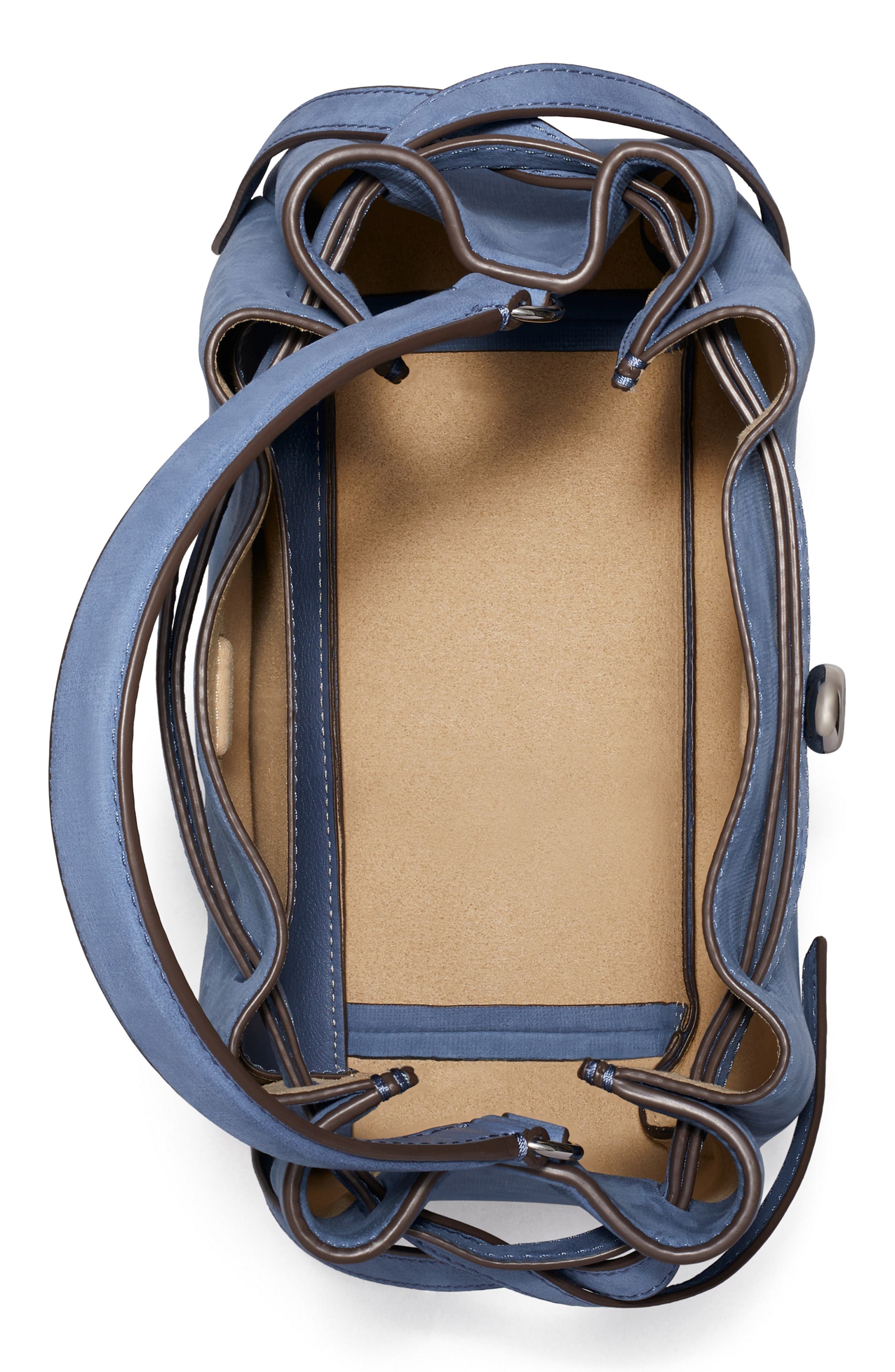 Tory Burch Romy Nubuck Leather Bucket Bag, Alternate, color, Soft Blue