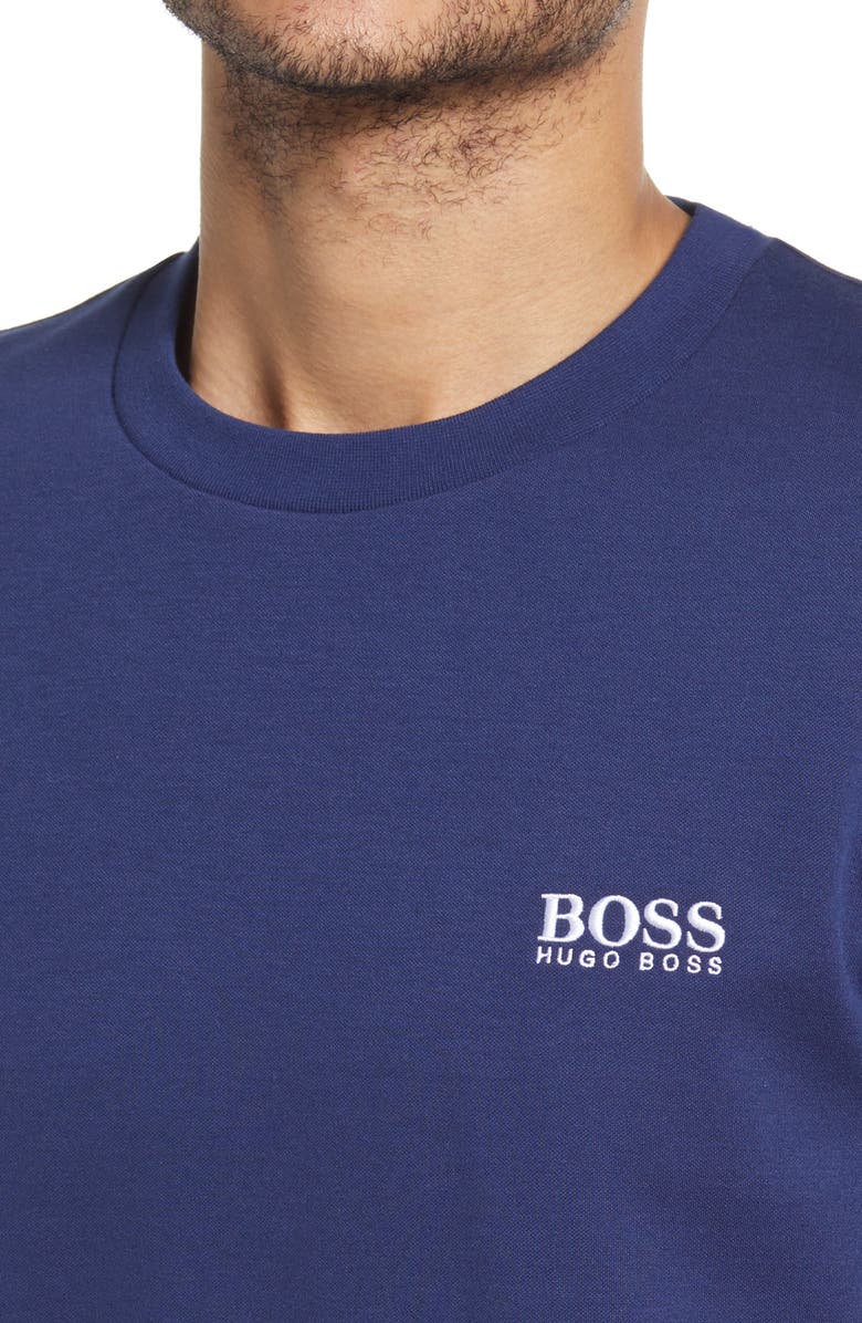 BOSS HUGO BOSS Tracksuit Piqué Crewneck Lounge Sweatshirt, Alternate, color, Medium Blue