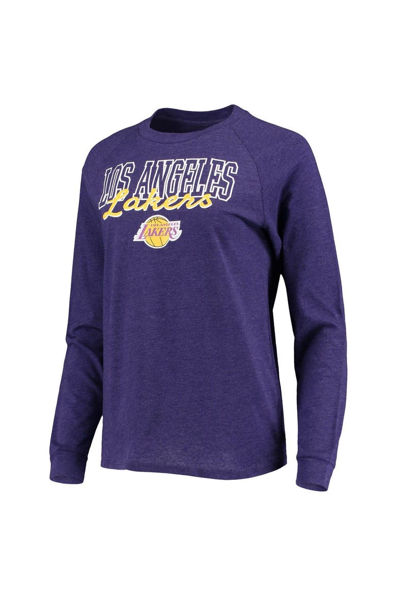 Women's Concepts Sport Heathered Black/Heathered Purple Los Angeles Lakers Raglan Long Sleeve T-Shirt & Shorts Sleep Set, Alternate, color, Heather Black