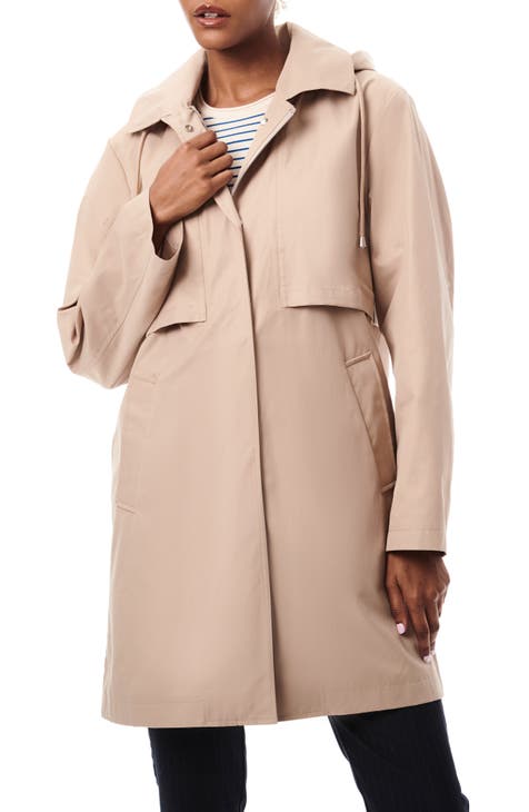 Beige raincoat with hood on sale