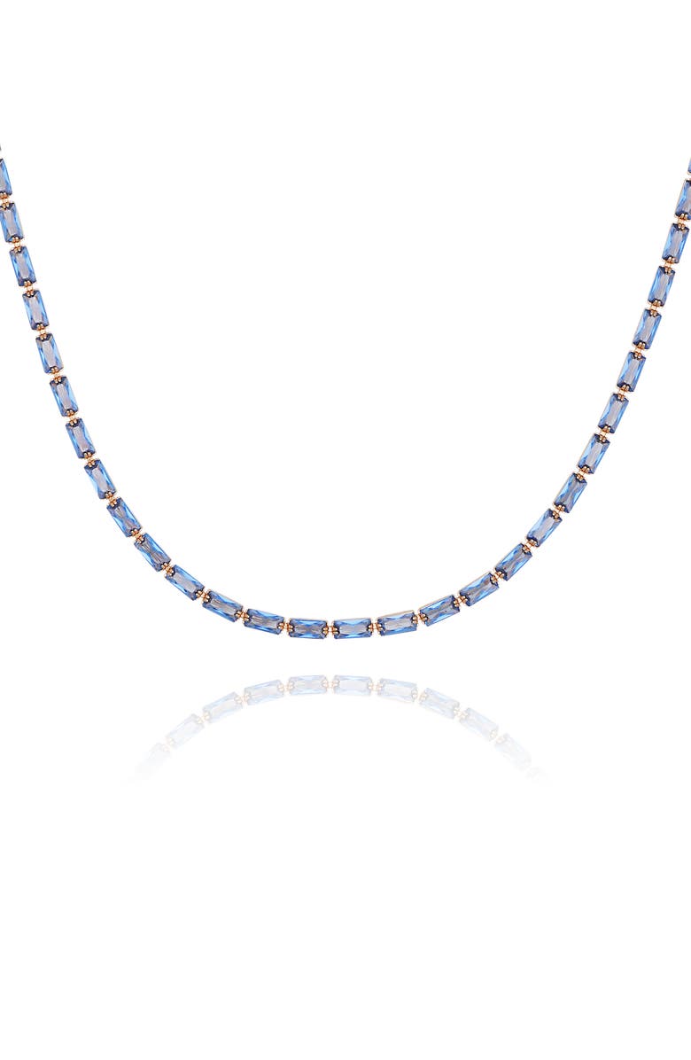 Vince Camuto Baguette Crystal Necklace, Alternate, color, Gold Tone