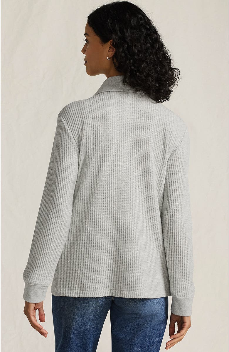 Lands' End Waffle Relaxed Long Sleeve Shirt Jacket, Alternate, color, Gray Heather