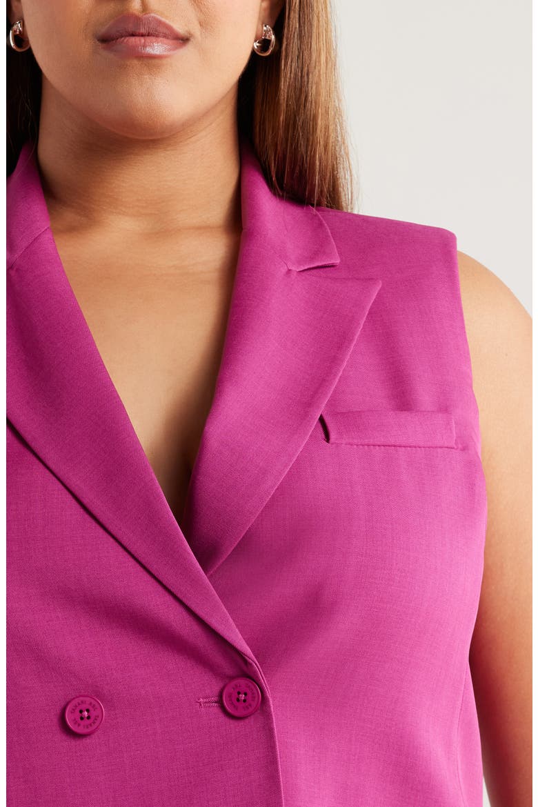 Double Breasted Sleeveless Jacket, Alternate, color, WILD BERRY