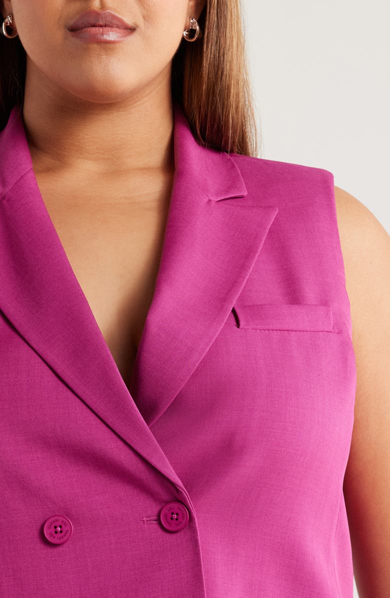 Tahari ASL Double Breasted Sleeveless Jacket, Alternate, color, Wild Berry