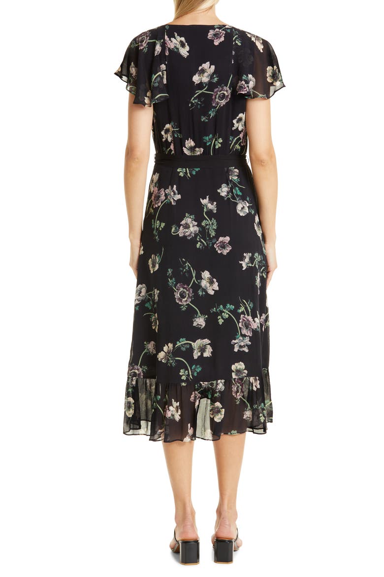 Palisades Cap Sleeve Silk Wrap Dress, Alternate, color, BLK MLTI