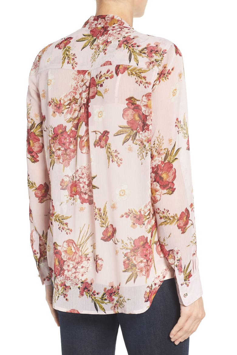 Amelie Tie Neck Floral Blouse, Alternate, color, PINK