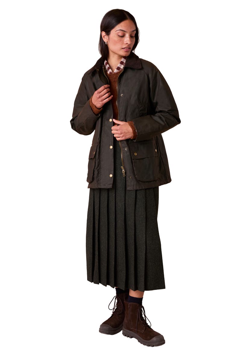 Raglan Sleeve Waxed Jacket, Alternate, color, Chocolate