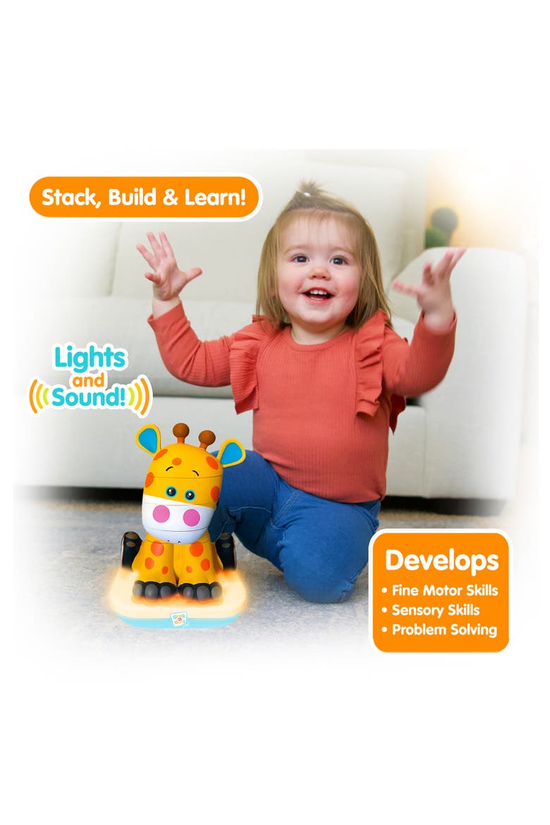 Stackaroos Pals Baby Giraffe Lights & Sounds, 5 Piece Stacking Animal Tower, Alternate, color, Multicolored