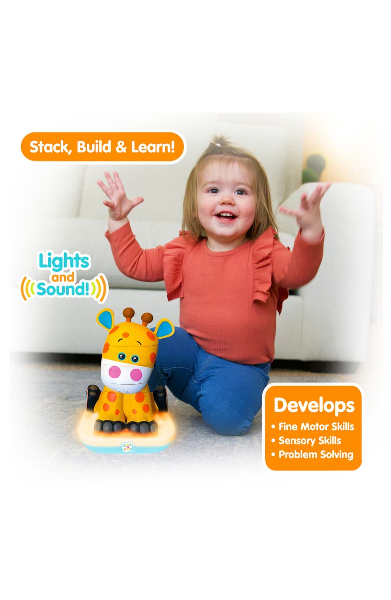 Stack-a-Roos Stackaroos Pals Baby Giraffe Lights & Sounds, 5 Piece Stacking Animal Tower, Alternate, color, Multicolored